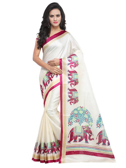 conversational printed saree with blouse - 17550988 - Standard Image - 1