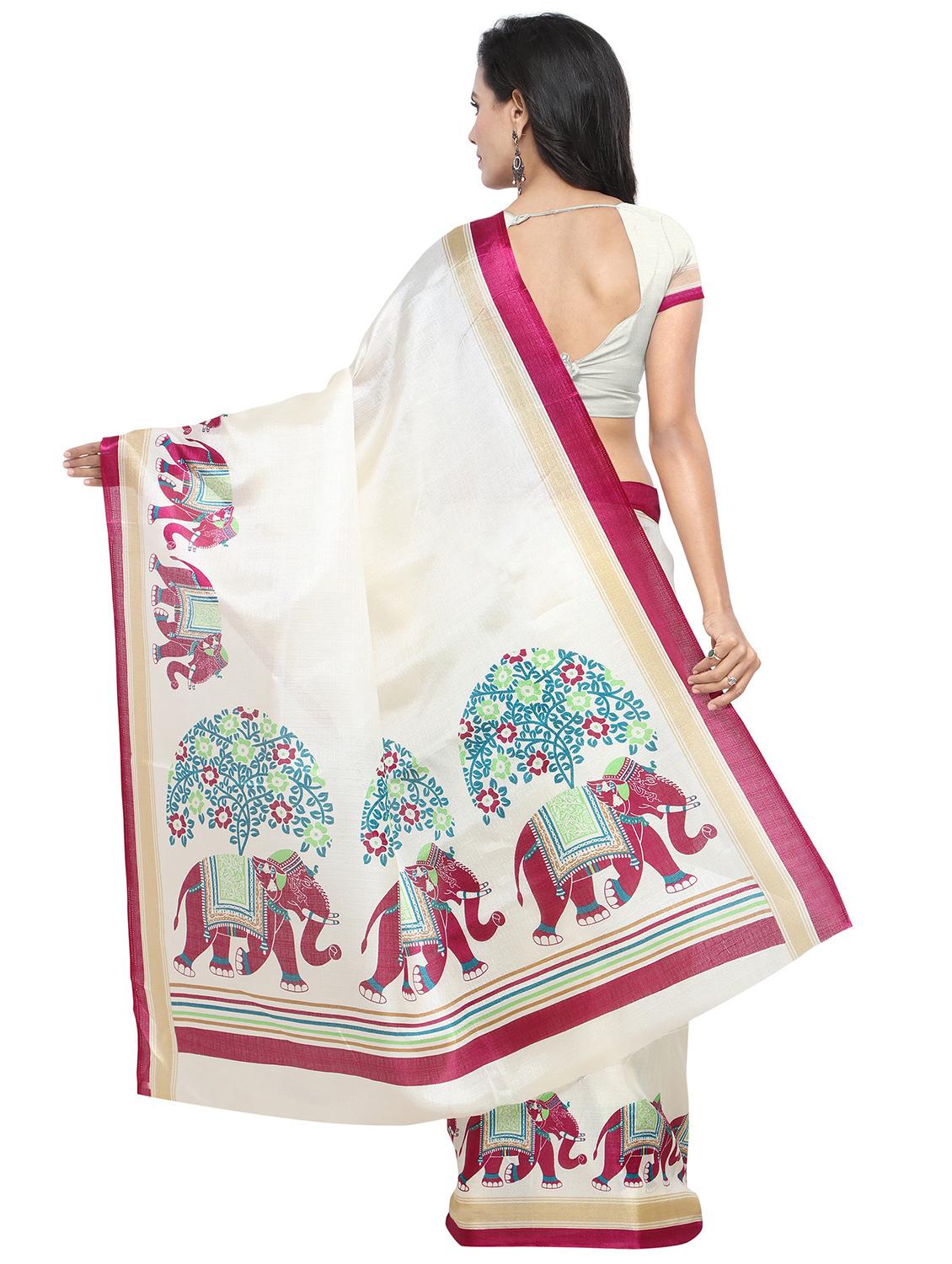 conversational printed saree with blouse - 17550988 - Zoom Image - 2