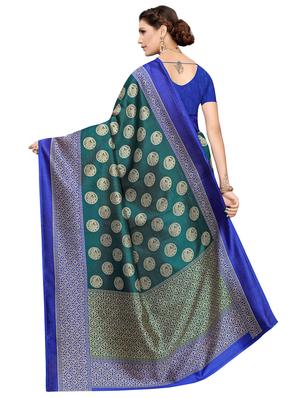 printed bordered saree with blouse - 17550992 - Standard Image - 2