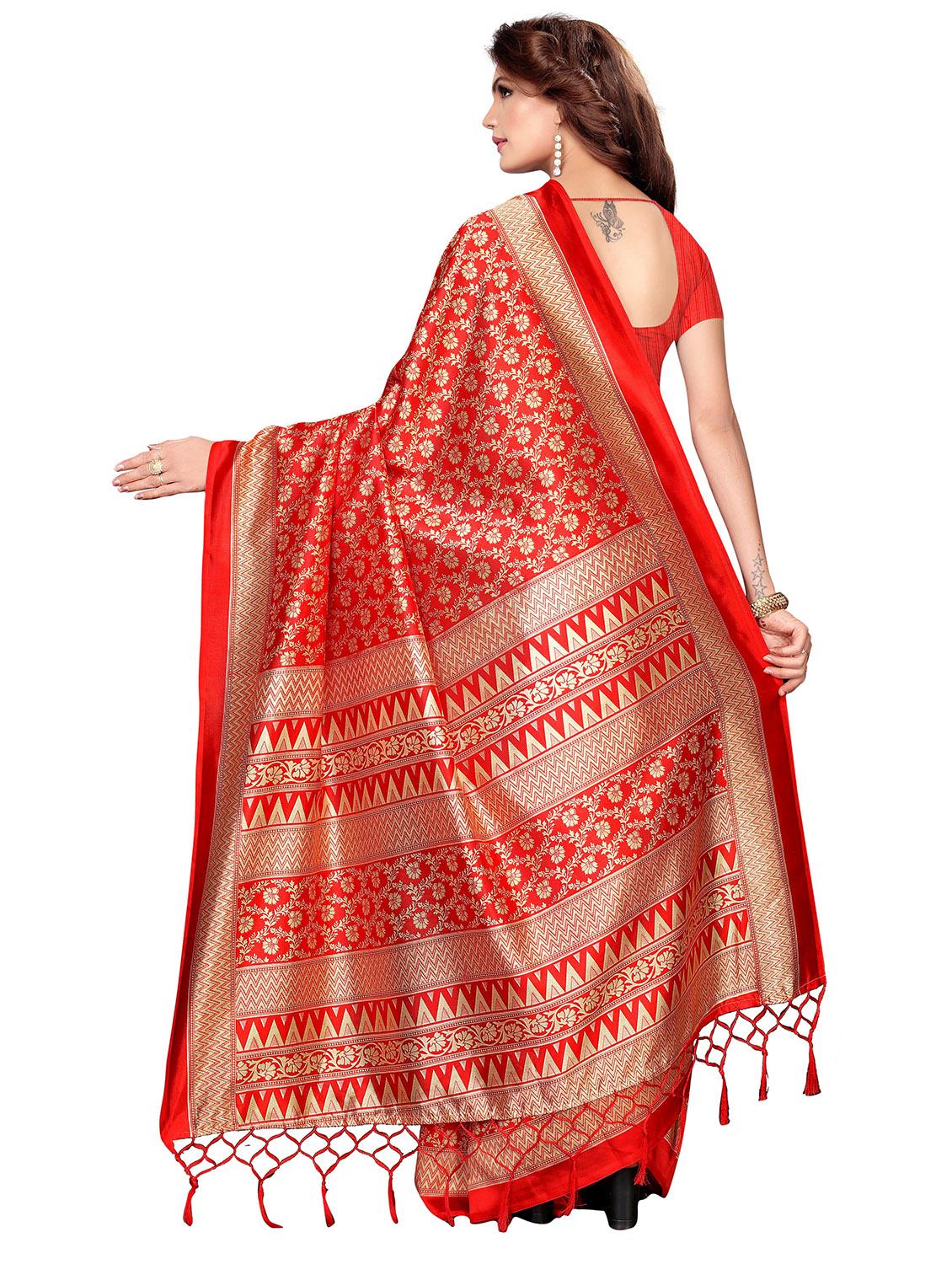 floral self design saree with blouse - 17550993 - Zoom Image - 2