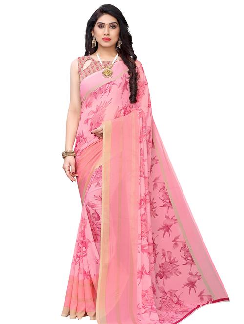 floral printed saree with blouse - 17550994 - Very Small Image - 1