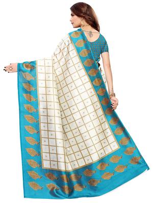 checkered printed saree with blouse - 17550997 - Standard Image - 2