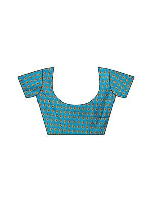 checkered printed saree with blouse - 17550997 - Standard Image - 3