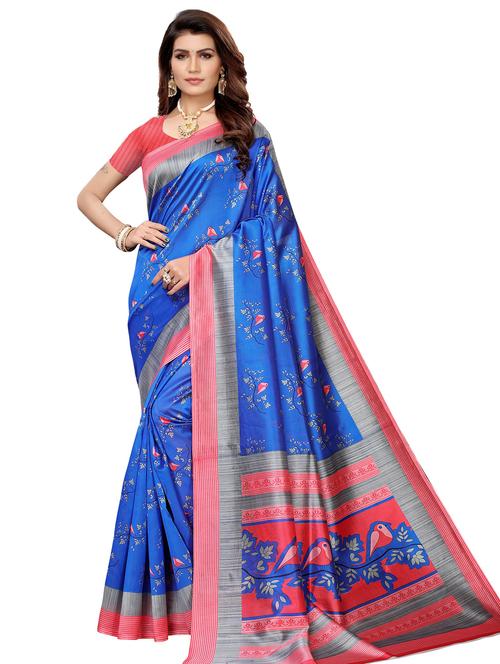conversational printed saree with blouse - 17550999 - Standard Image - 1