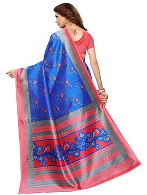 conversational printed saree with blouse - 17550999 - Standard Image - 2