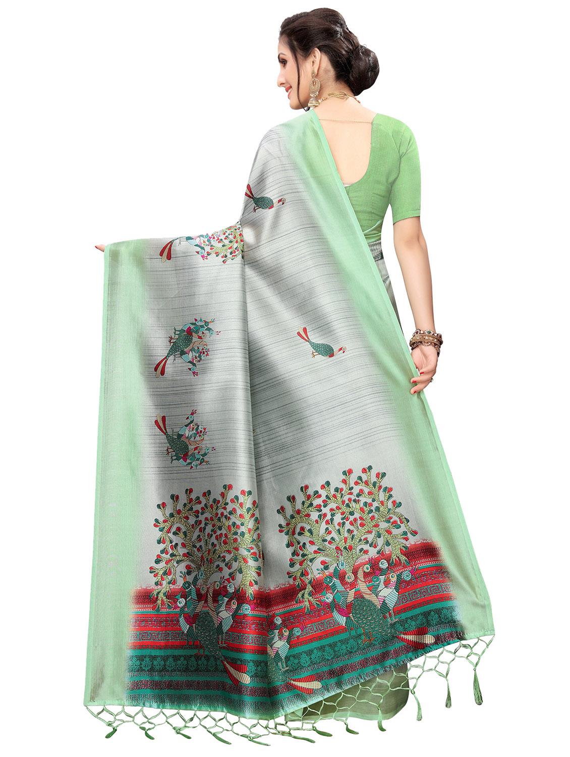 conversational printed saree with blouse - 17551001 - Zoom Image - 2