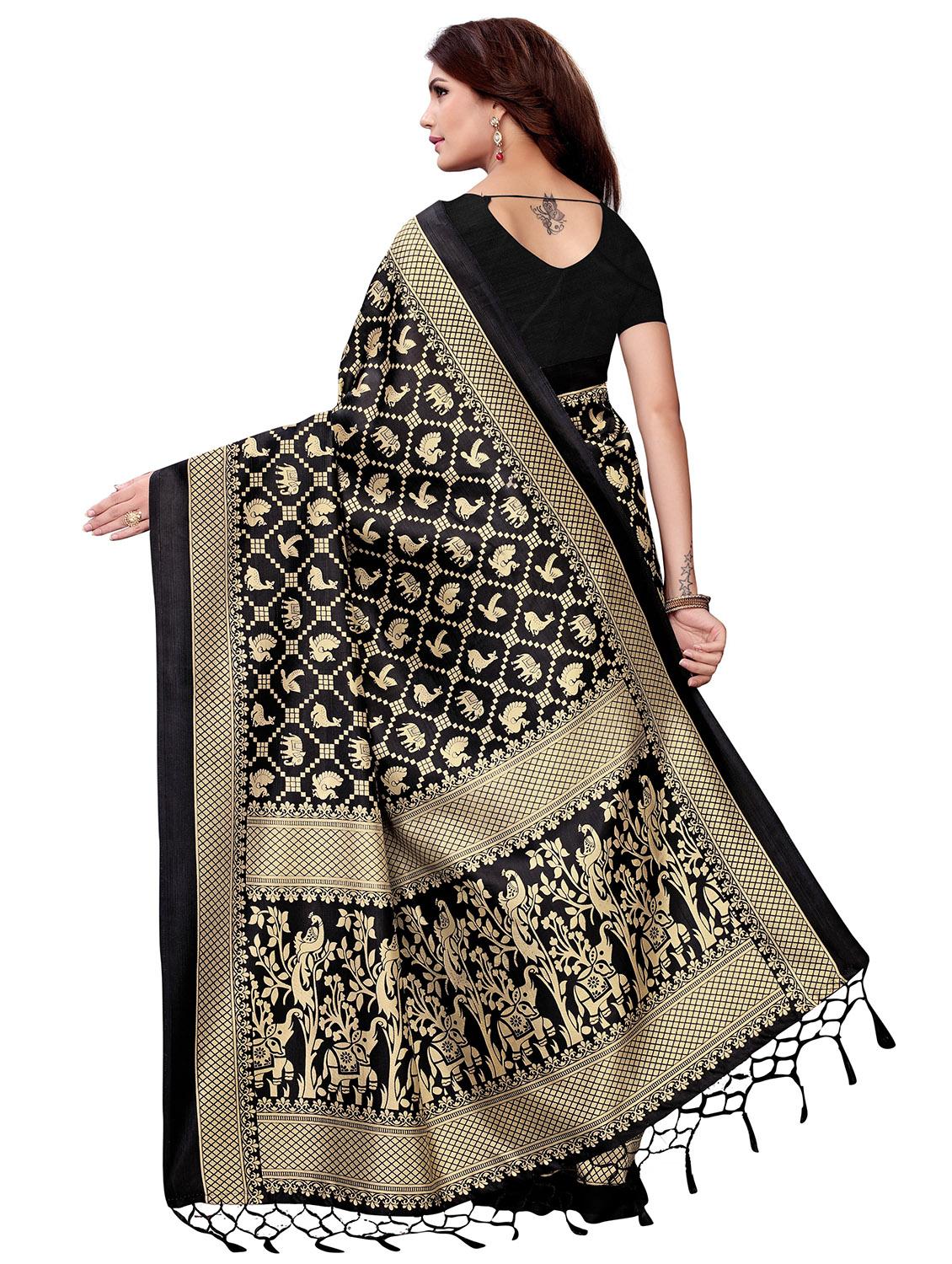 conversational printed saree with blouse - 17551003 - Zoom Image - 2