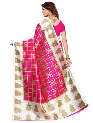 check printed saree with blouse - 17551009 - Standard Image - 2