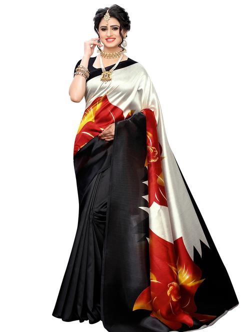 floral printed saree with blouse - 17551013 - Very Small Image - 1