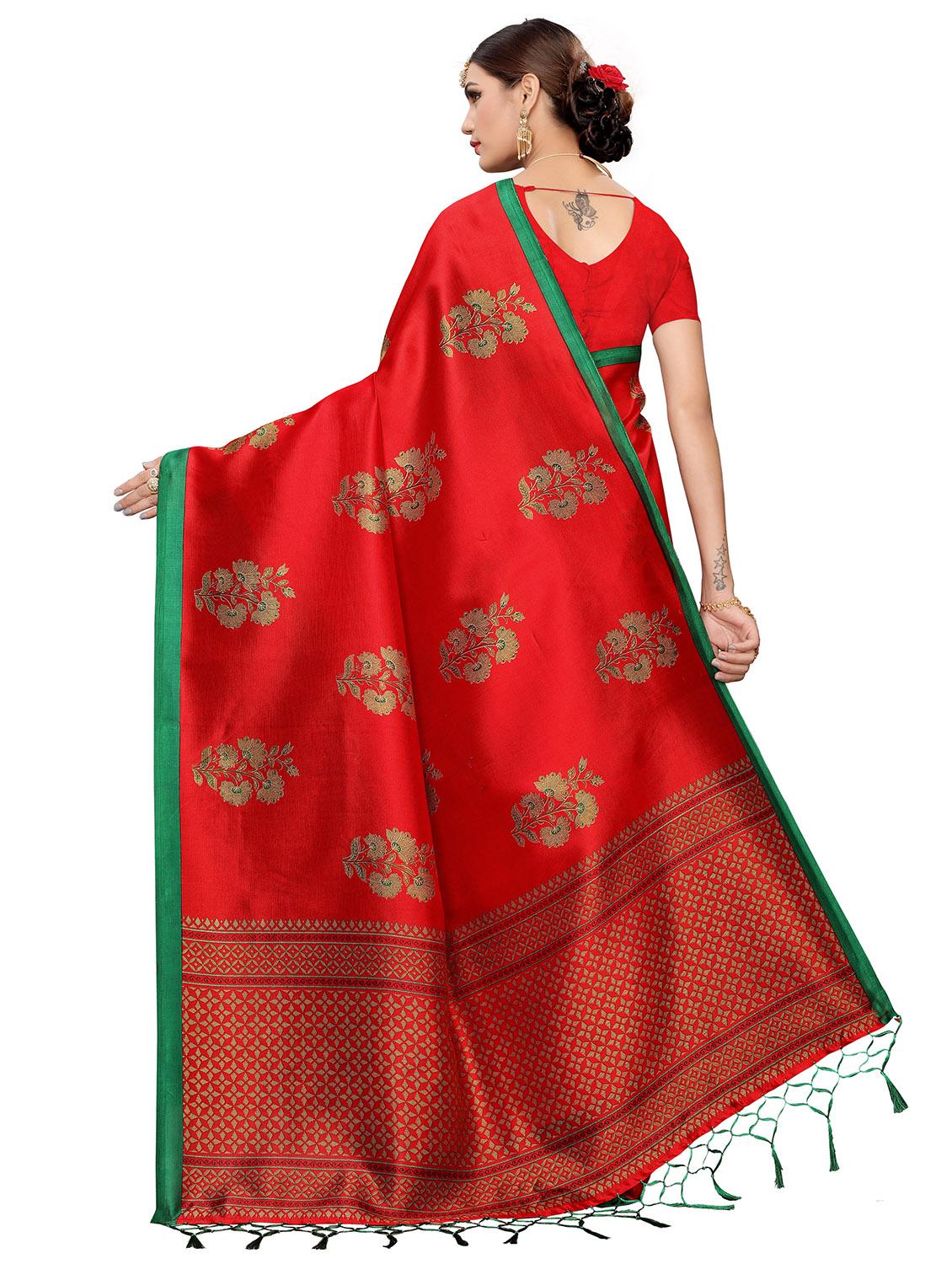 floral printed saree with blouse - 17551014 - Zoom Image - 2