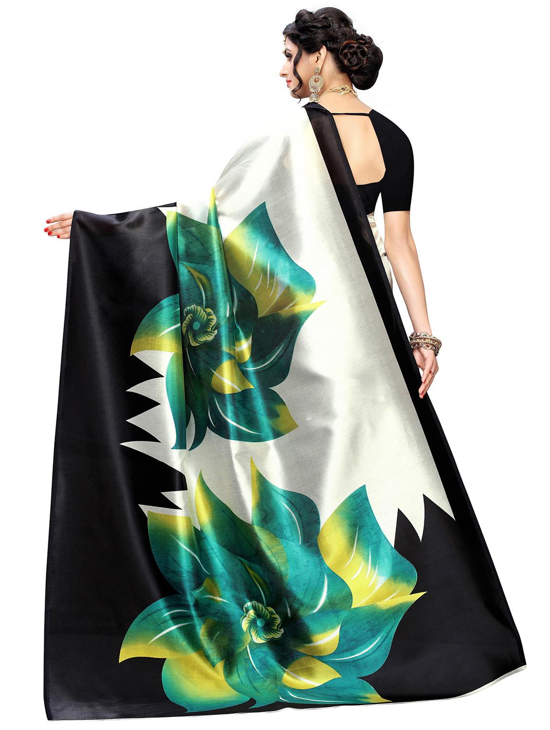 floral printed saree with blouse - 17551016 - Zoom Image - 2