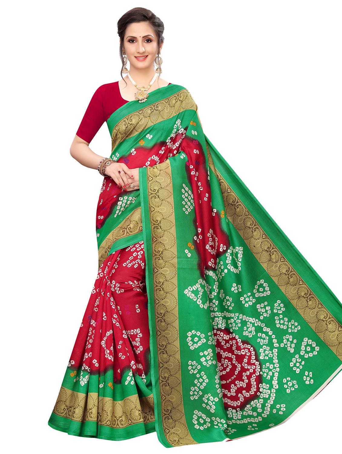 bandhani printed saree with blouse - 17551017 - Zoom Image - 1