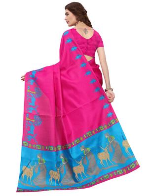 solid bordered saree with blouse - 17551018 - Standard Image - 2