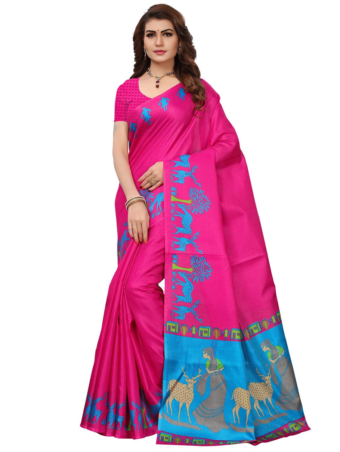solid bordered saree with blouse - 17551018 - Zoom Image - 1