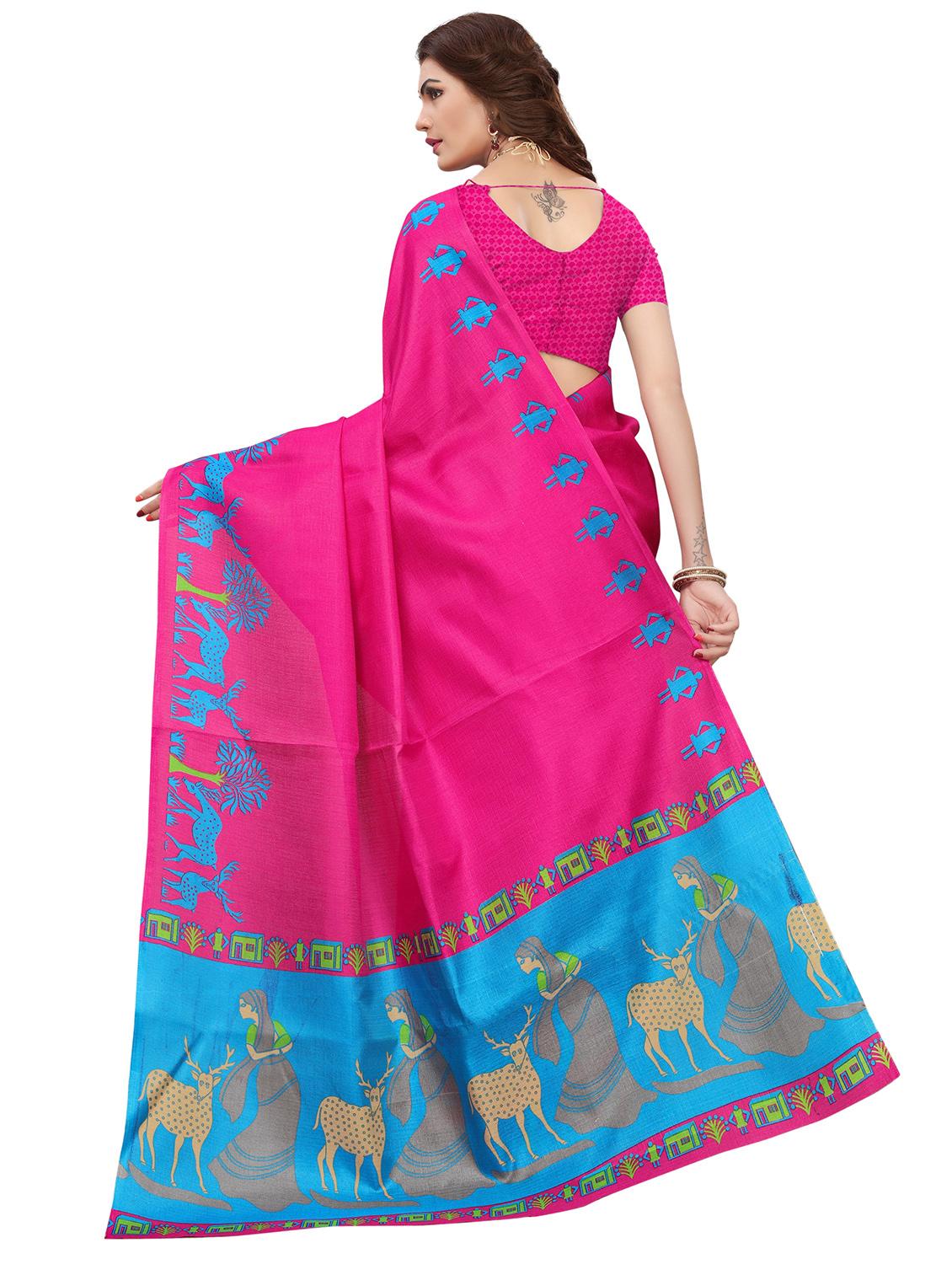 solid bordered saree with blouse - 17551018 - Zoom Image - 2