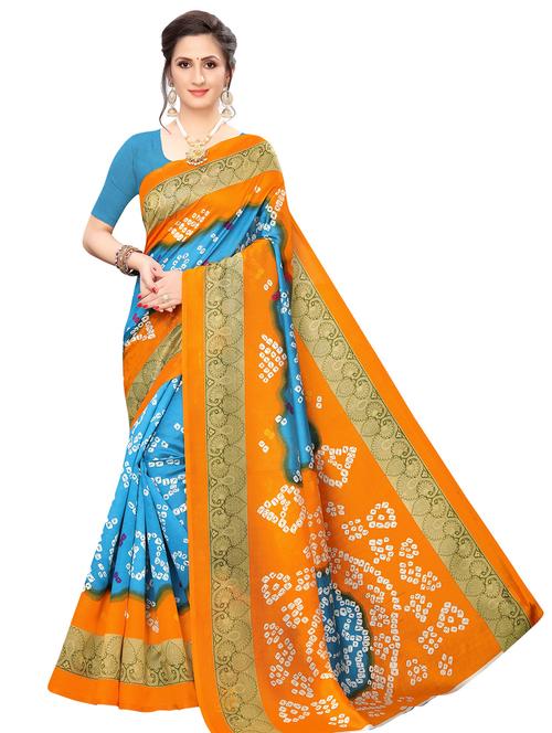 bandhani printed saree with blouse - 17551019 - Very Small Image - 1