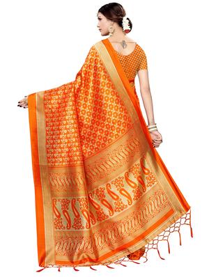self design printed saree with blouse - 17551020 - Standard Image - 2