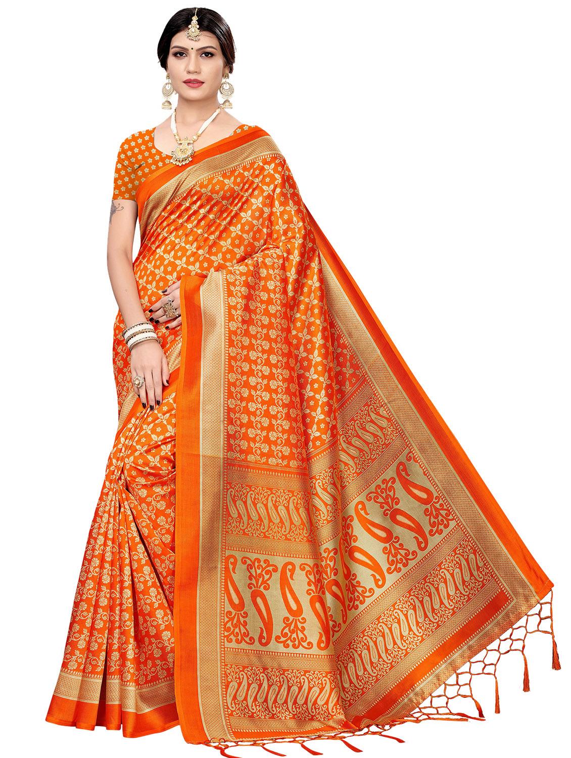 self design printed saree with blouse - 17551020 - Zoom Image - 1