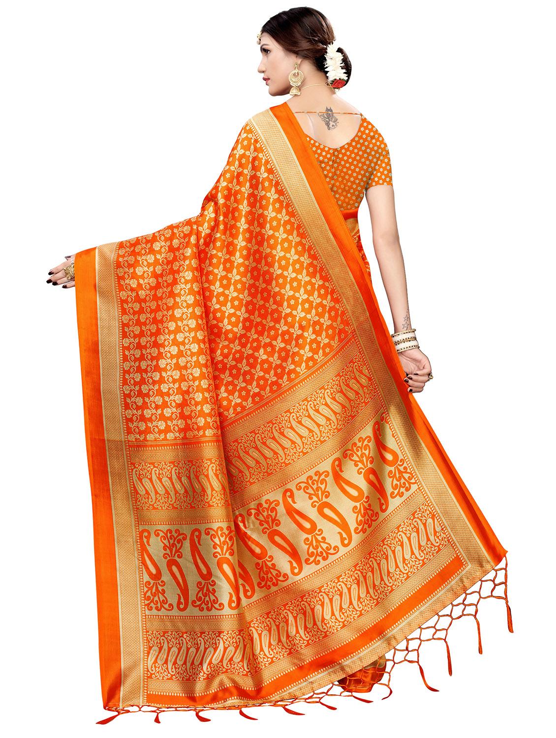 self design printed saree with blouse - 17551020 - Zoom Image - 2