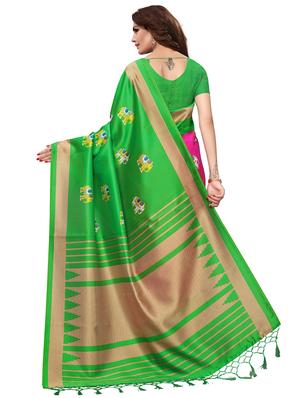 conversational printed saree with blouse - 17551022 - Standard Image - 2