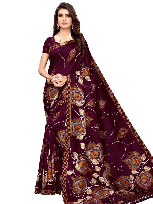 floral printed saree with blouse - 17551023 - Standard Image - 1