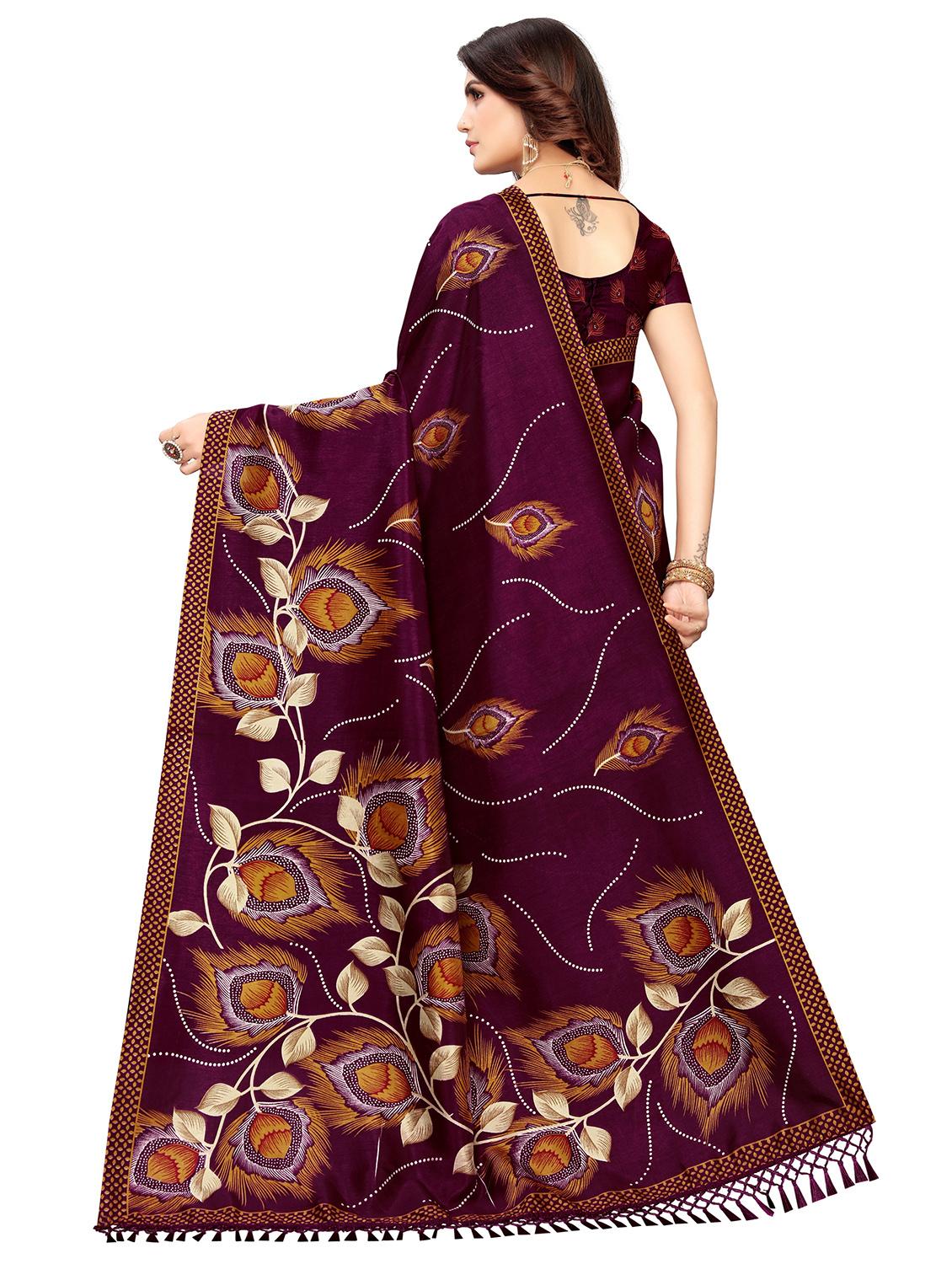 floral printed saree with blouse - 17551023 - Zoom Image - 2