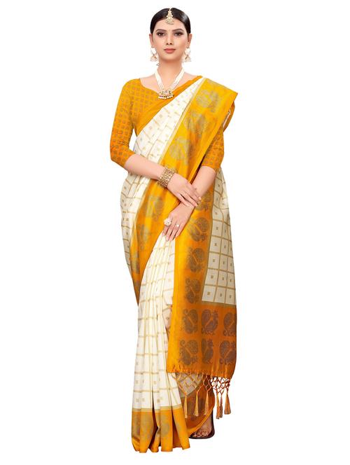 checkered printed saree with blouse - 17551024 - Standard Image - 1