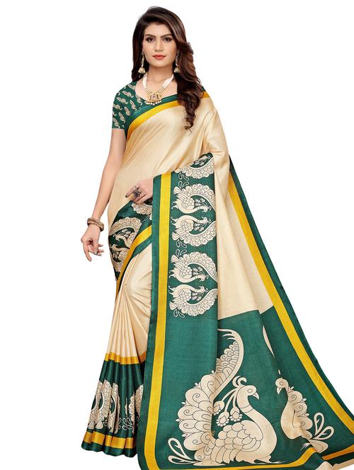 conversational printed saree with blouse - 17551025 - Standard Image - 1
