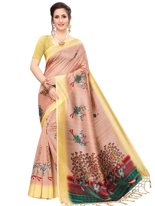 conversational printed saree with blouse - 17551029 - Standard Image - 1