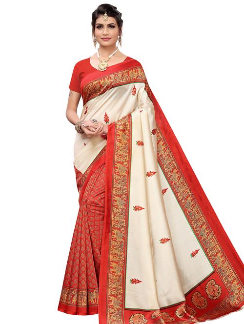 conversational printed saree with blouse - 17551031 - Standard Image - 1