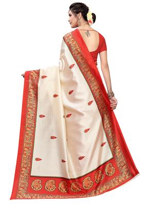 conversational printed saree with blouse - 17551031 - Standard Image - 2