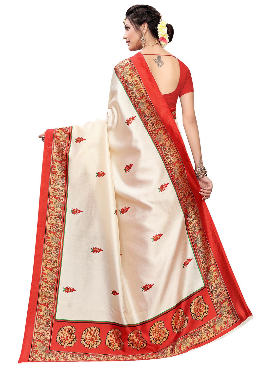 conversational printed saree with blouse - 17551031 - Zoom Image - 2