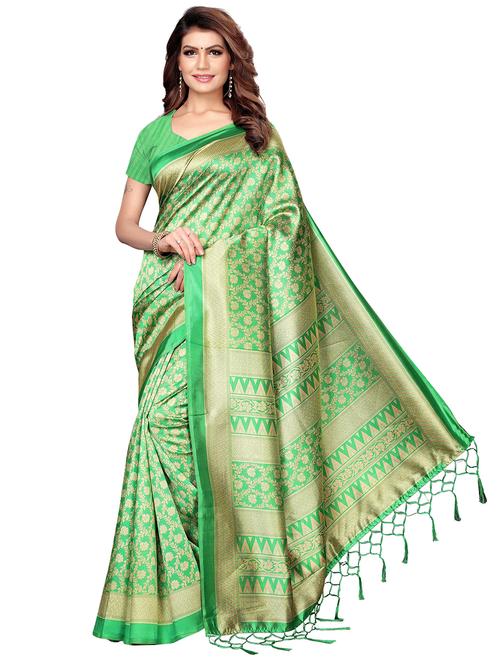 green self design saree with blouse - 17551032 - Standard Image - 1