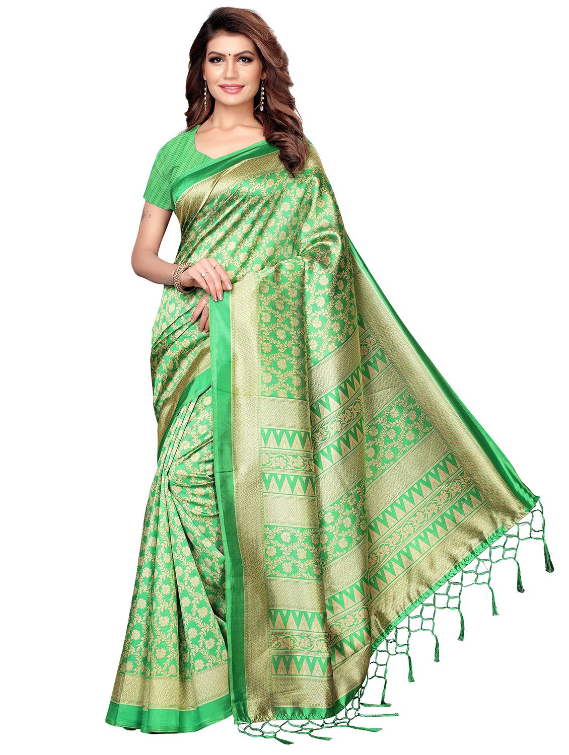 green self design saree with blouse - 17551032 - Zoom Image - 1