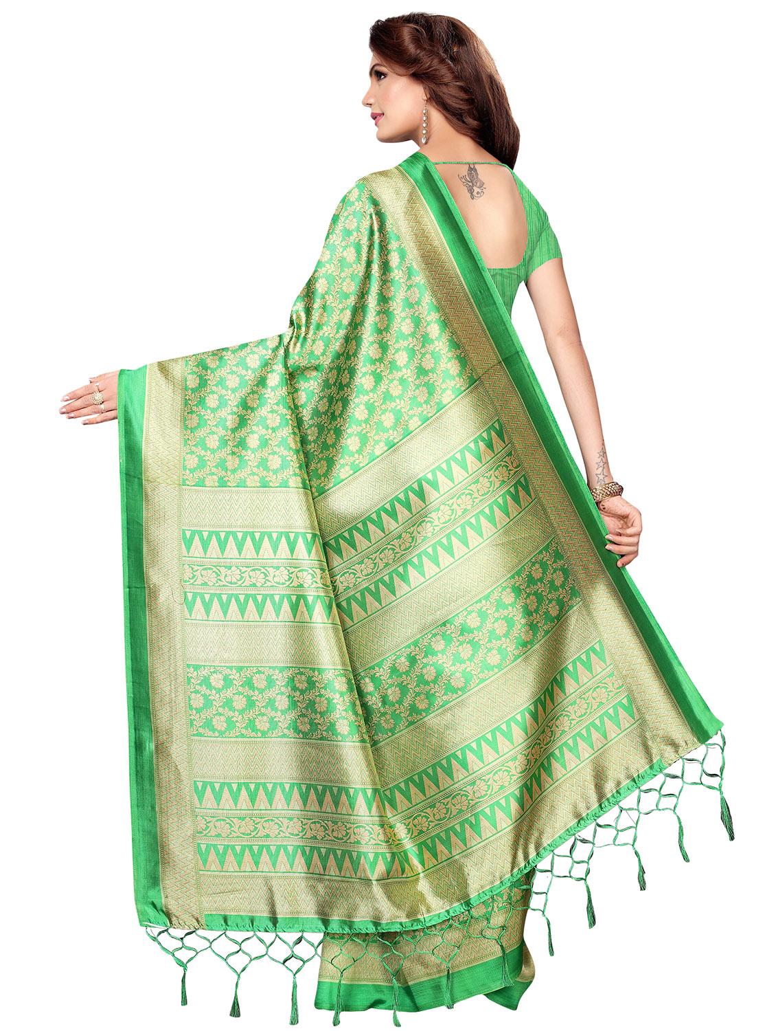green self design saree with blouse - 17551032 - Zoom Image - 2