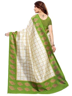 checkered printed saree with blouse - 17551033 - Standard Image - 2