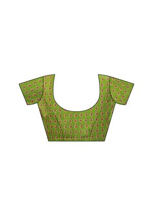 checkered printed saree with blouse - 17551033 - Standard Image - 3