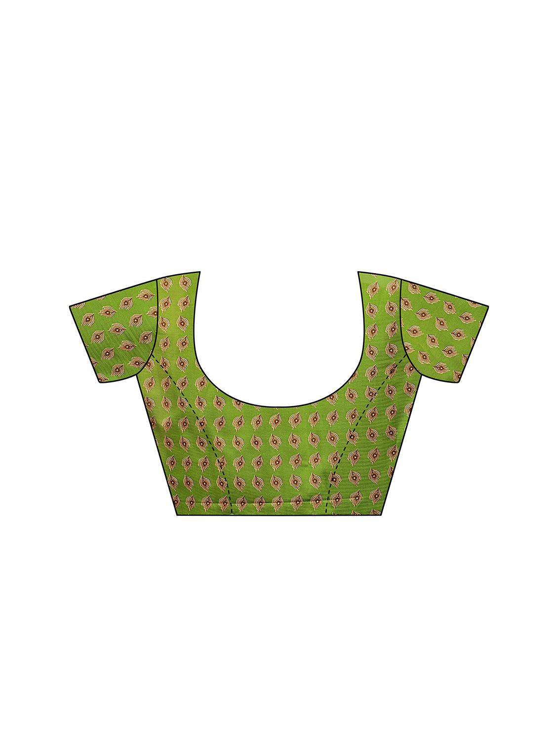 checkered printed saree with blouse - 17551033 - Zoom Image - 3