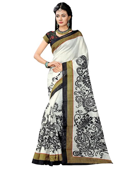 floral printed saree with blouse - 17551034 - Standard Image - 1