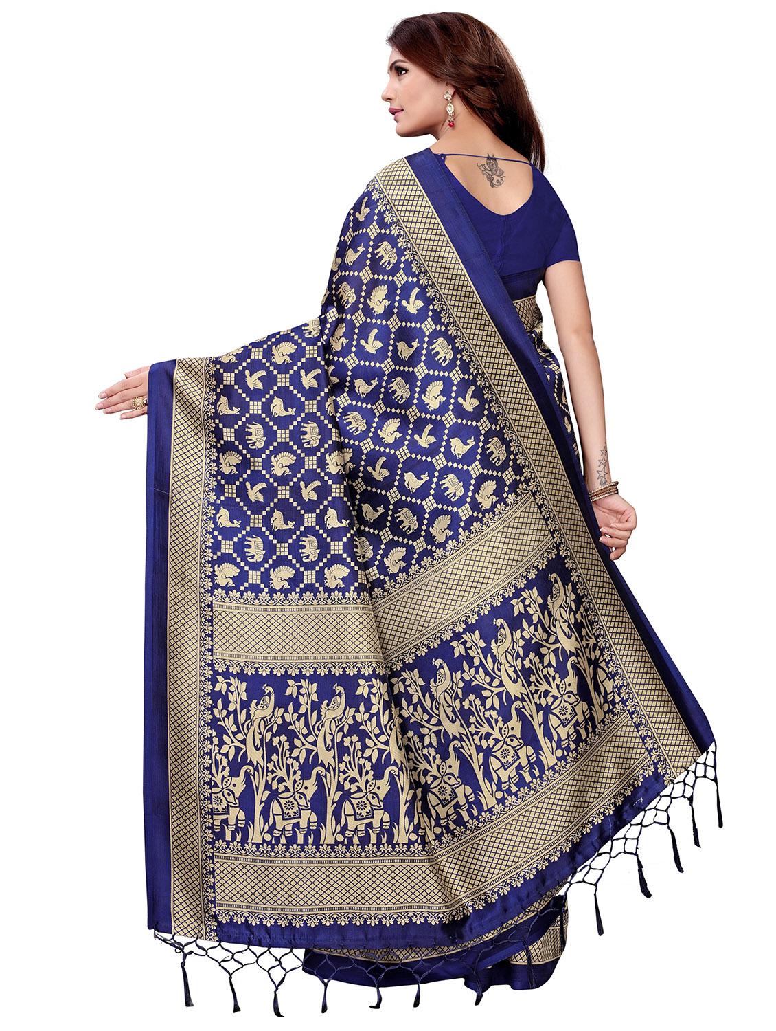 conversational printed saree with blouse - 17551035 - Zoom Image - 2