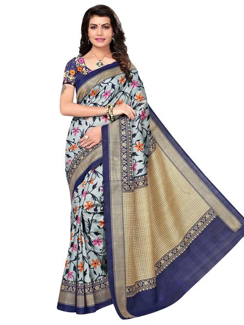 floral printed saree with blouse - 17551037 - Standard Image - 1