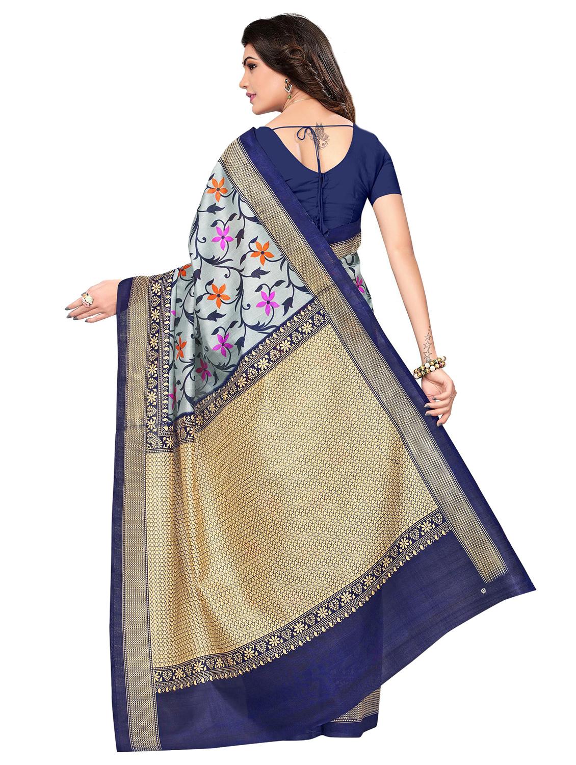 floral printed saree with blouse - 17551037 - Zoom Image - 2