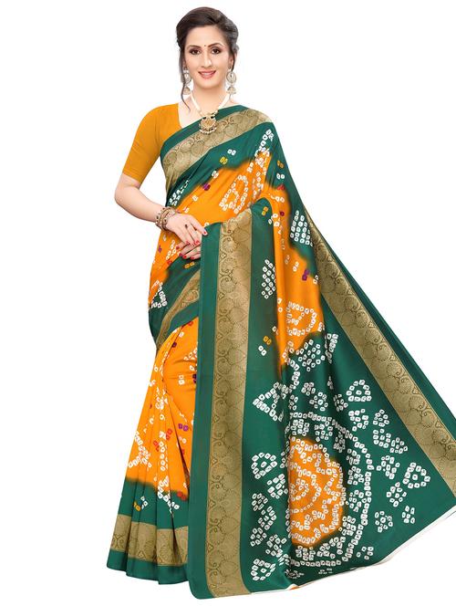 bandhani printed saree with blouse - 17551038 - Standard Image - 1