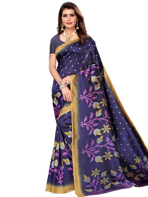 floral printed saree with blouse - 17551059 - Standard Image - 1