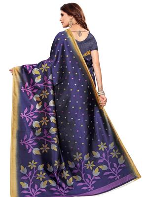 floral printed saree with blouse - 17551059 - Standard Image - 2
