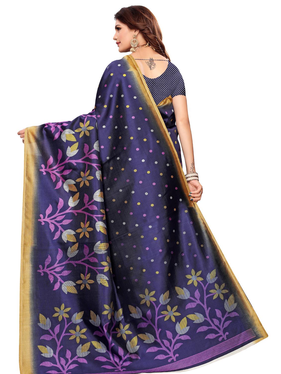 floral printed saree with blouse - 17551059 - Zoom Image - 2