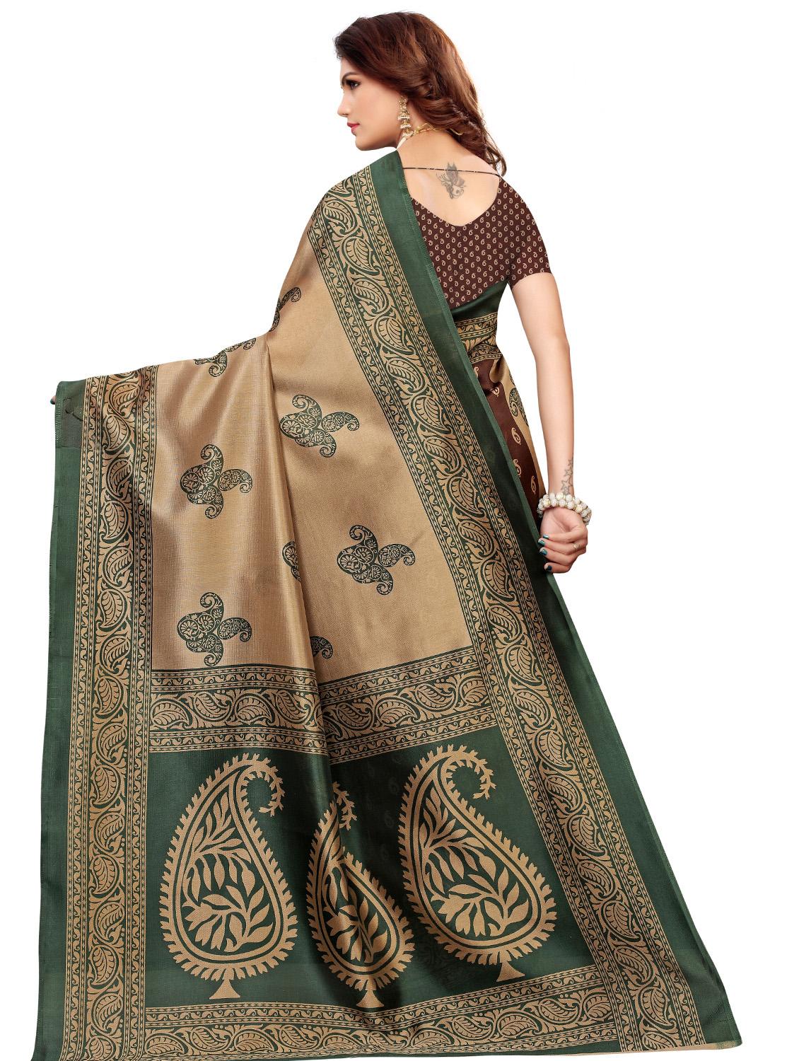 paisley printed saree with blouse - 17551060 - Zoom Image - 2