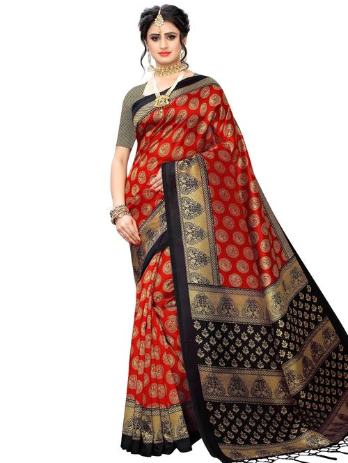 maroon self design saree with blouse - 17551061 - Standard Image - 1