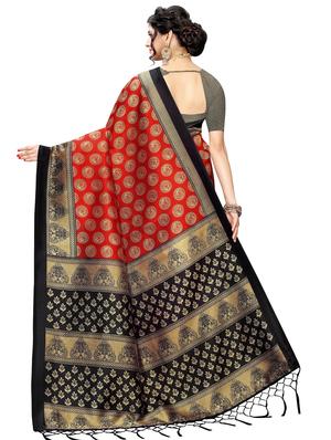 maroon self design saree with blouse - 17551061 - Standard Image - 2