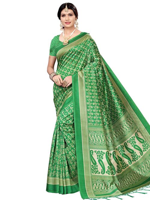 paisley printed saree with blouse - 17551064 - Standard Image - 1